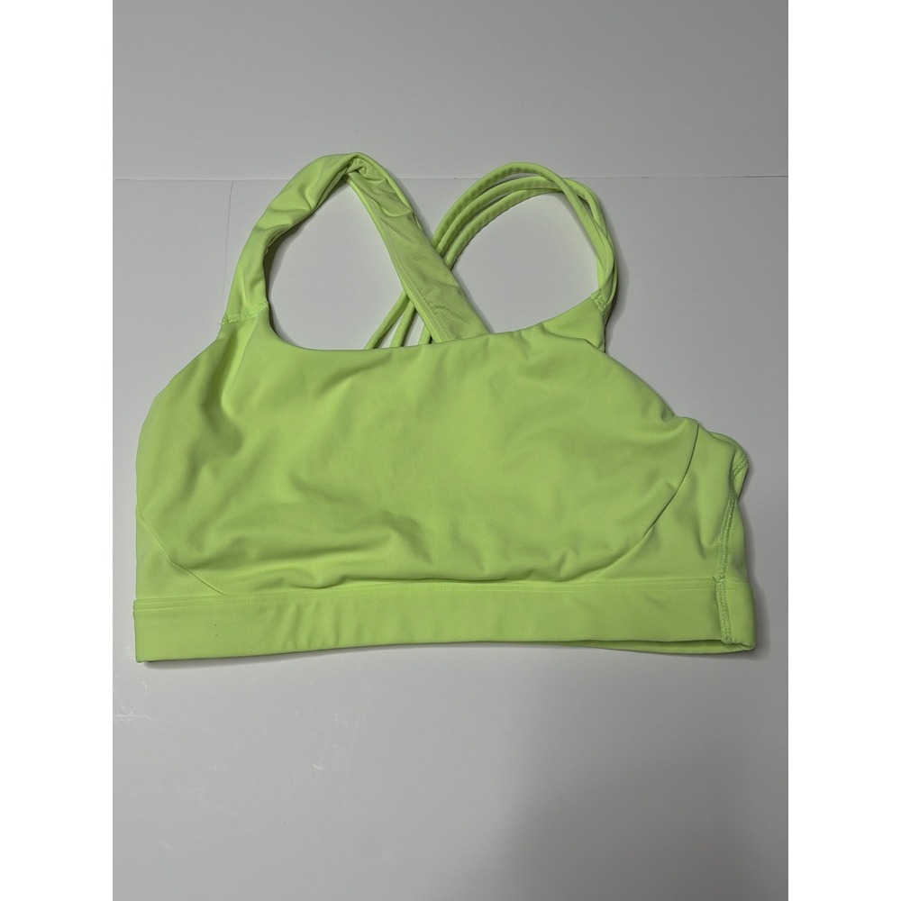 Athleta Neon Lime Green Strappy Cross Back Sports Bra Women Chartreuse Yoga Gym